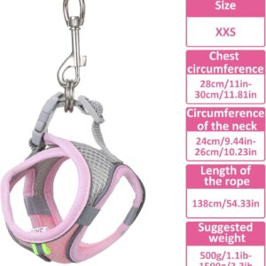 Pet Rabbit Harness and Leash Set Soft Cotton Pink Small - Image 2