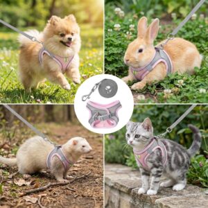 Pet Rabbit Harness and Leash Set Soft Cotton Pink Small - Image 6
