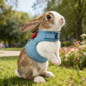 Rabbit Harness and Leash Set Soft Mesh Blue Large - Image 5