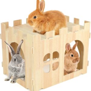Wooden Rabbit House Large Detachable Hideout