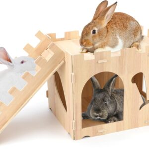 Wooden Rabbit House Large Detachable Hideout - Image 9